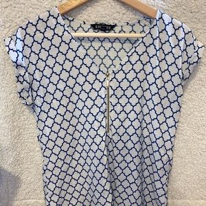 Express blue and white diamond blouse